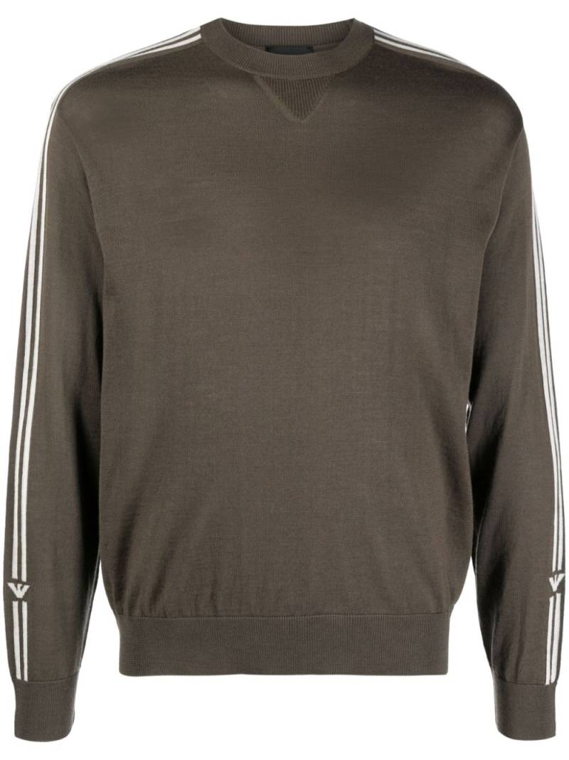 Emporio Armani intarsia-knit virgin wool jumper - Brown von Emporio Armani