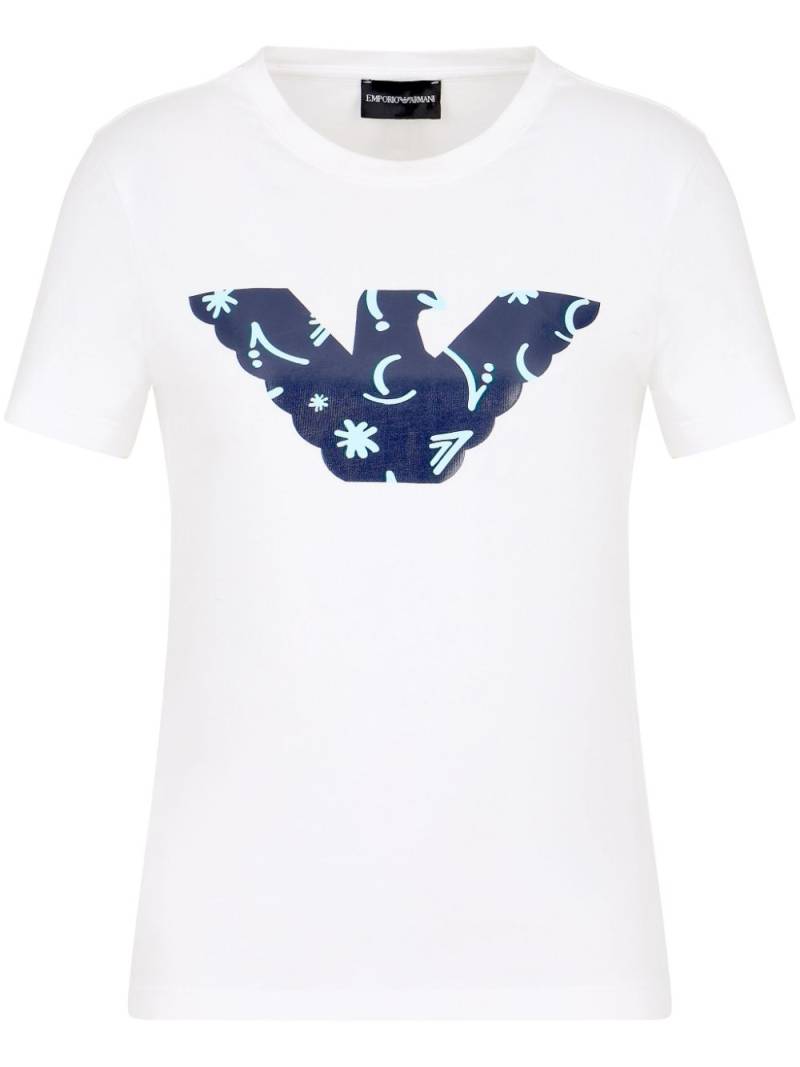 Emporio Armani logo-appliqué cotton T-shirt - White von Emporio Armani