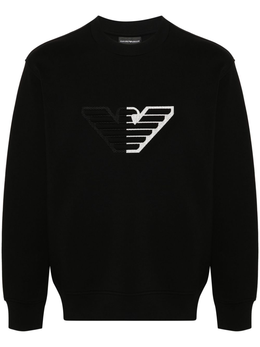 Emporio Armani logo-appliqué crew-neck sweatshirt - Black von Emporio Armani