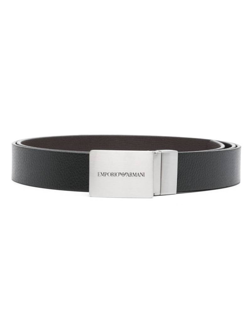 Emporio Armani logo-buclke reversible leather belt - Black von Emporio Armani