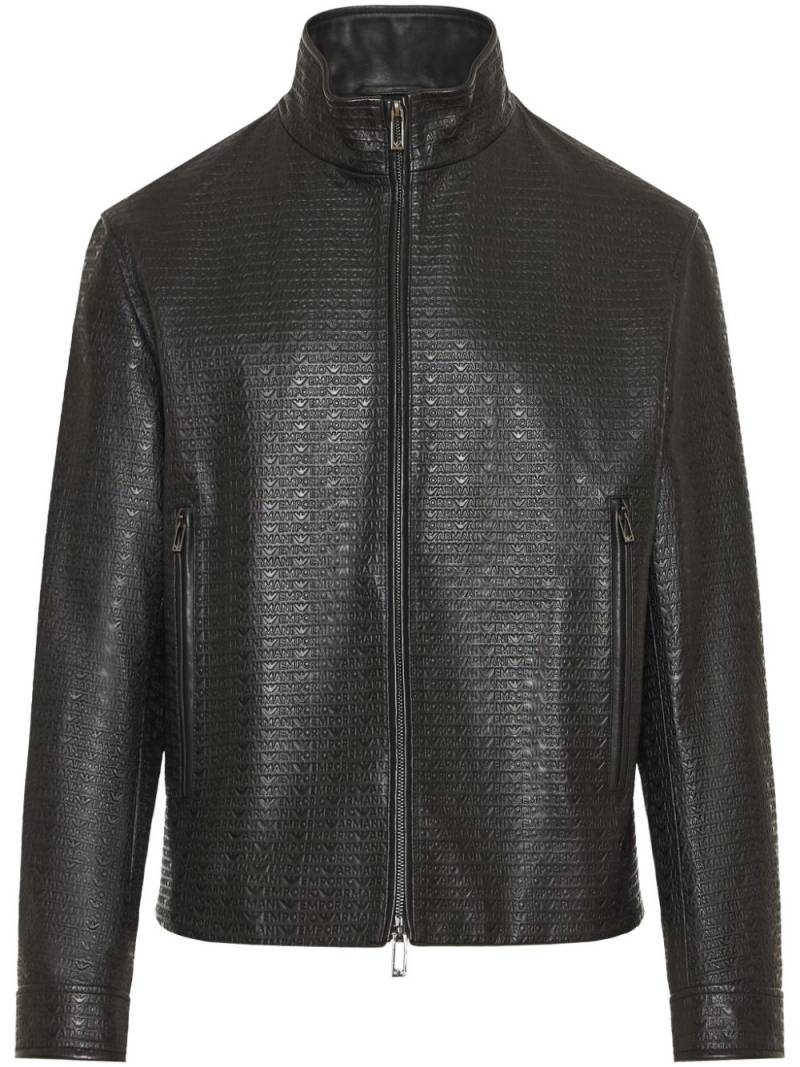 Emporio Armani logo-debossed jacket - Black von Emporio Armani