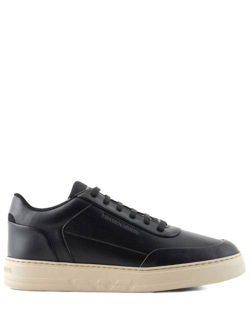 Emporio Armani logo-debossed leather sneakers - Black von Emporio Armani