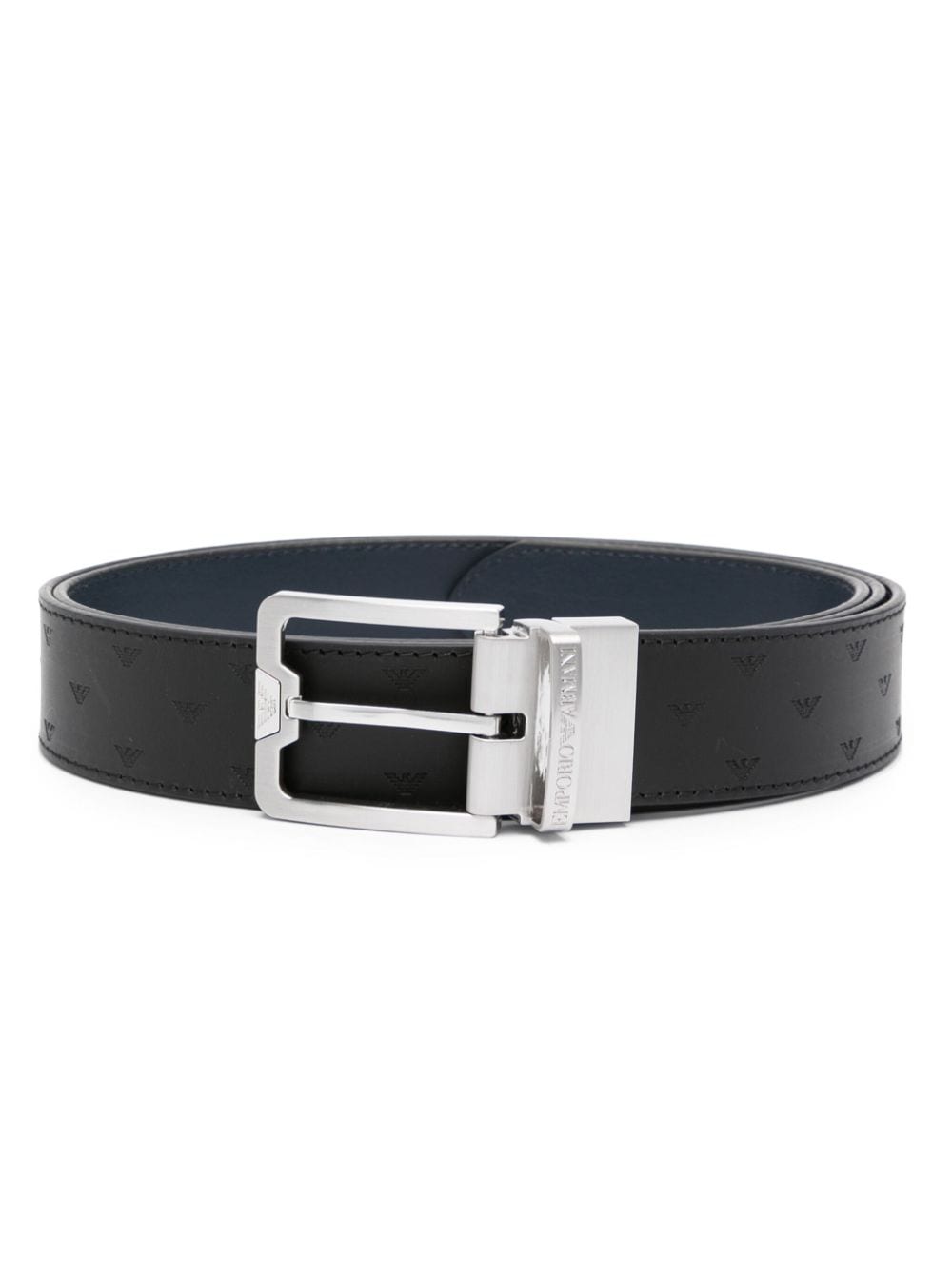 Emporio Armani logo-debossed reversible leather belt - Black von Emporio Armani
