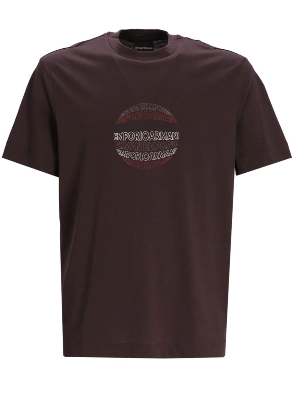 Emporio Armani logo-embossed cotton T-shirt - Brown von Emporio Armani