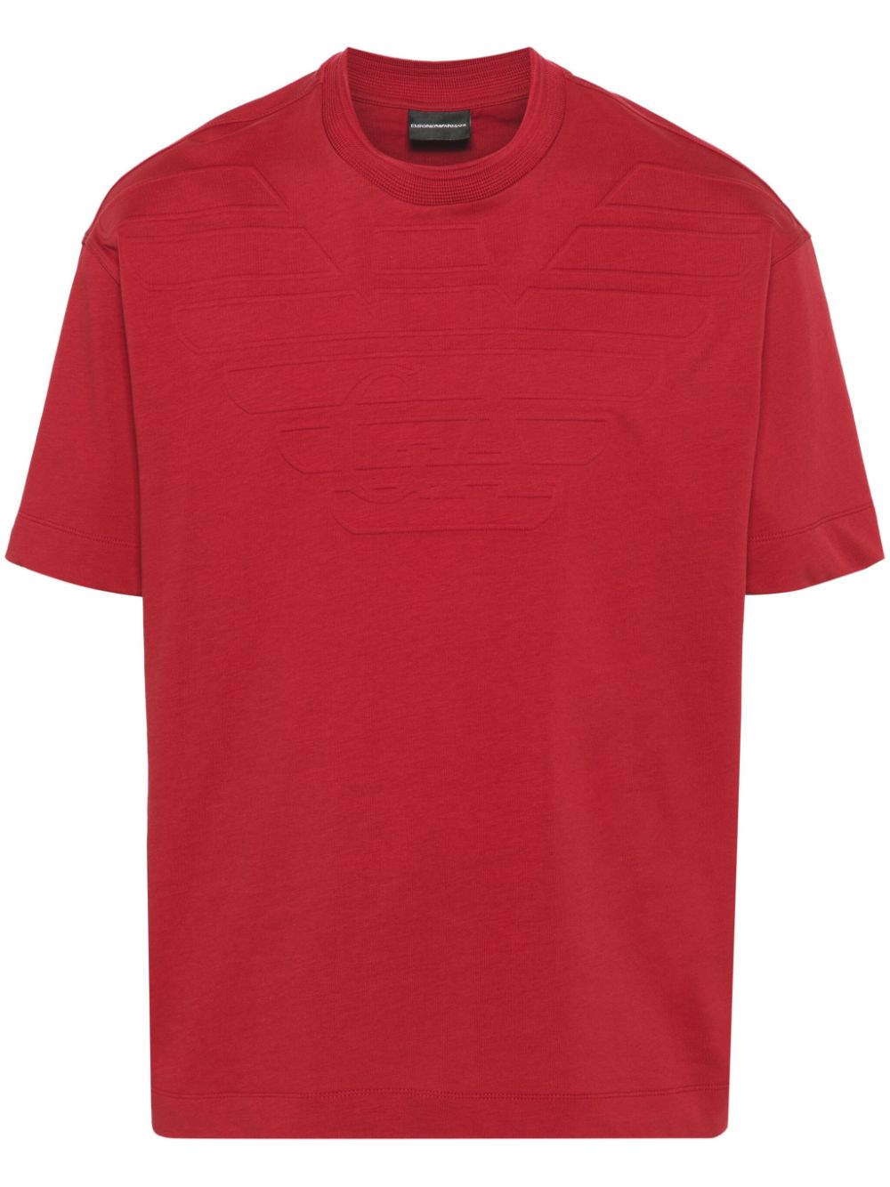 Emporio Armani logo-embossed cotton T-shirt - Red von Emporio Armani