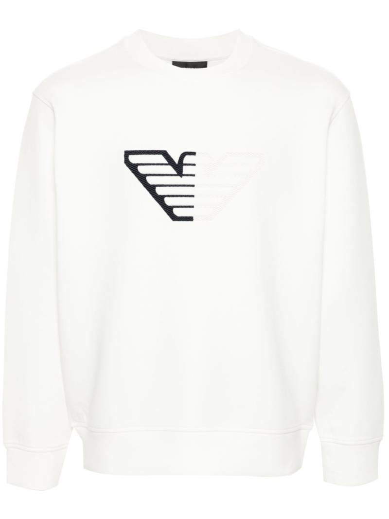 Emporio Armani logo-embossed jersey sweatshirt - White von Emporio Armani