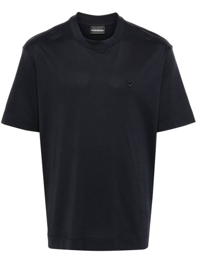 Emporio Armani logo-embroidered T-shirt - Blue von Emporio Armani