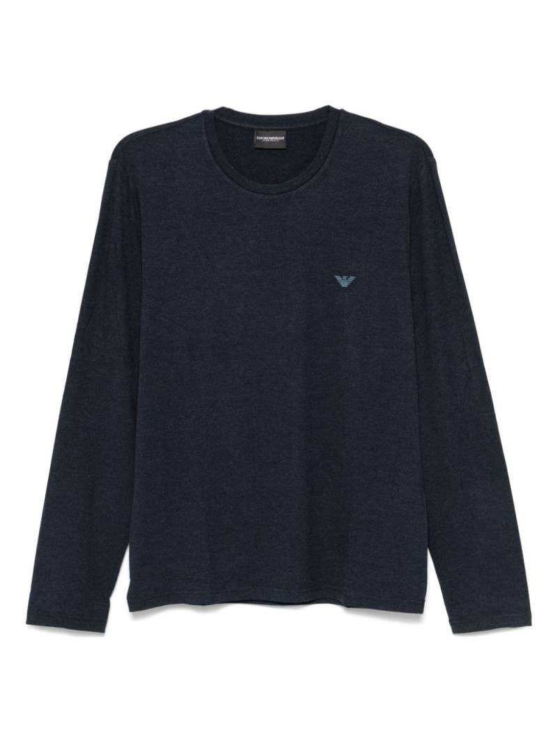 Emporio Armani logo-embroidered T-shirt - Blue von Emporio Armani