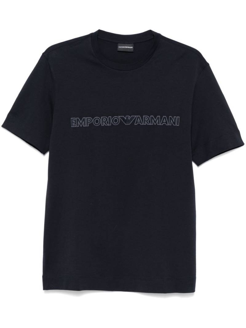 Emporio Armani logo-embroidered T-shirt - Blue von Emporio Armani