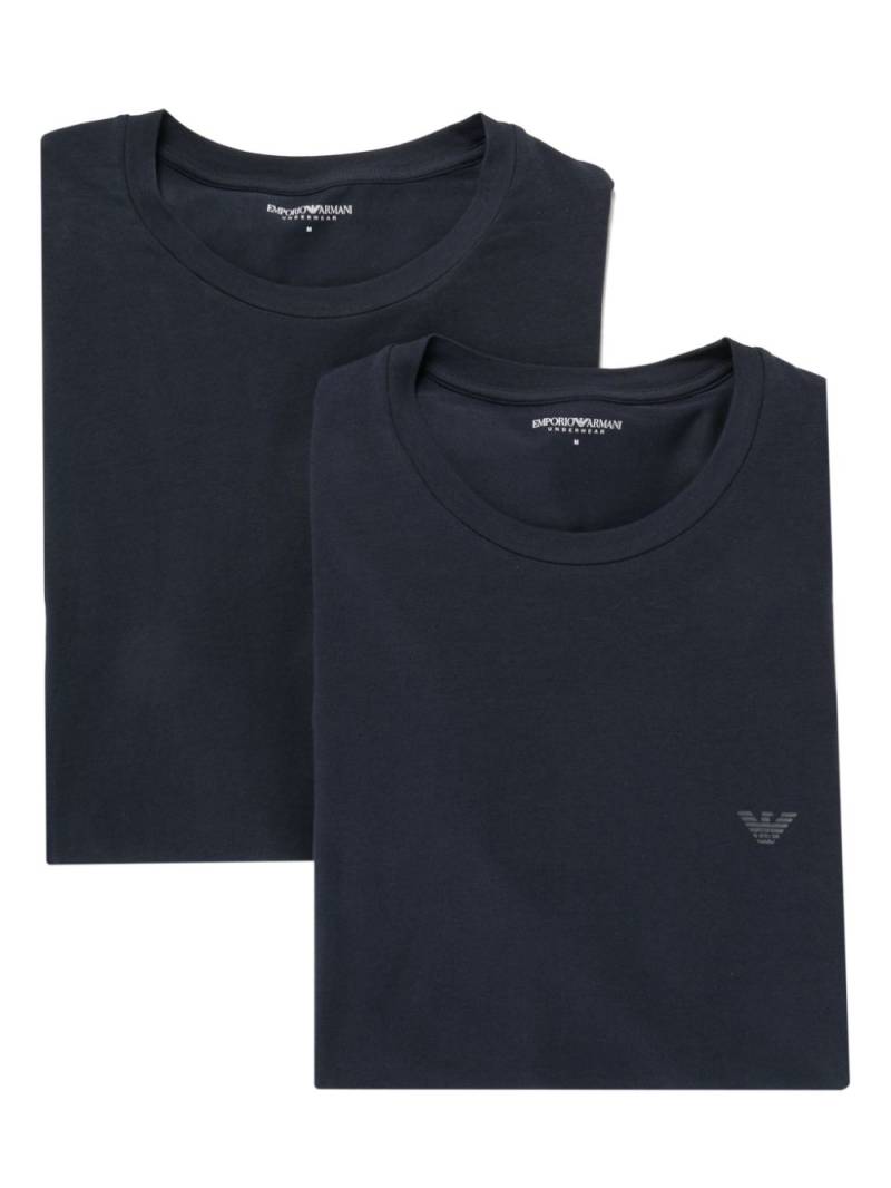 Emporio Armani logo-embroidered cotton T-shirt (set of two) - Blue von Emporio Armani