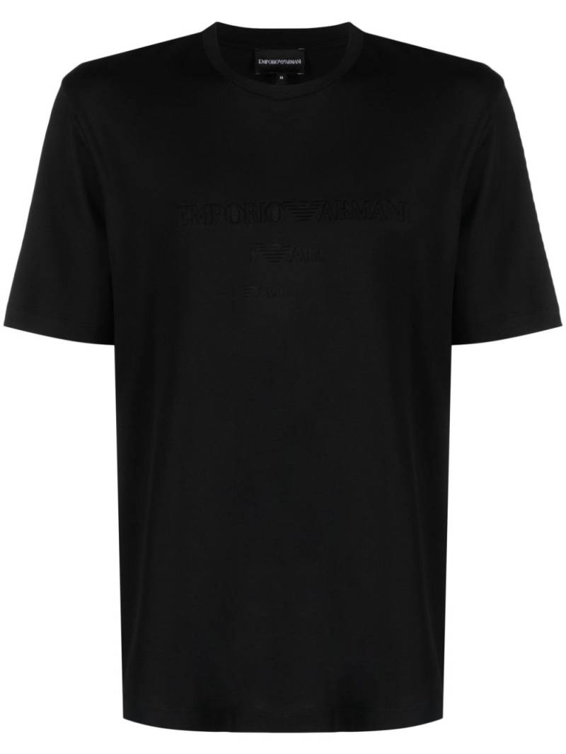 Emporio Armani logo-embroidered cotton T-shirt - Black von Emporio Armani