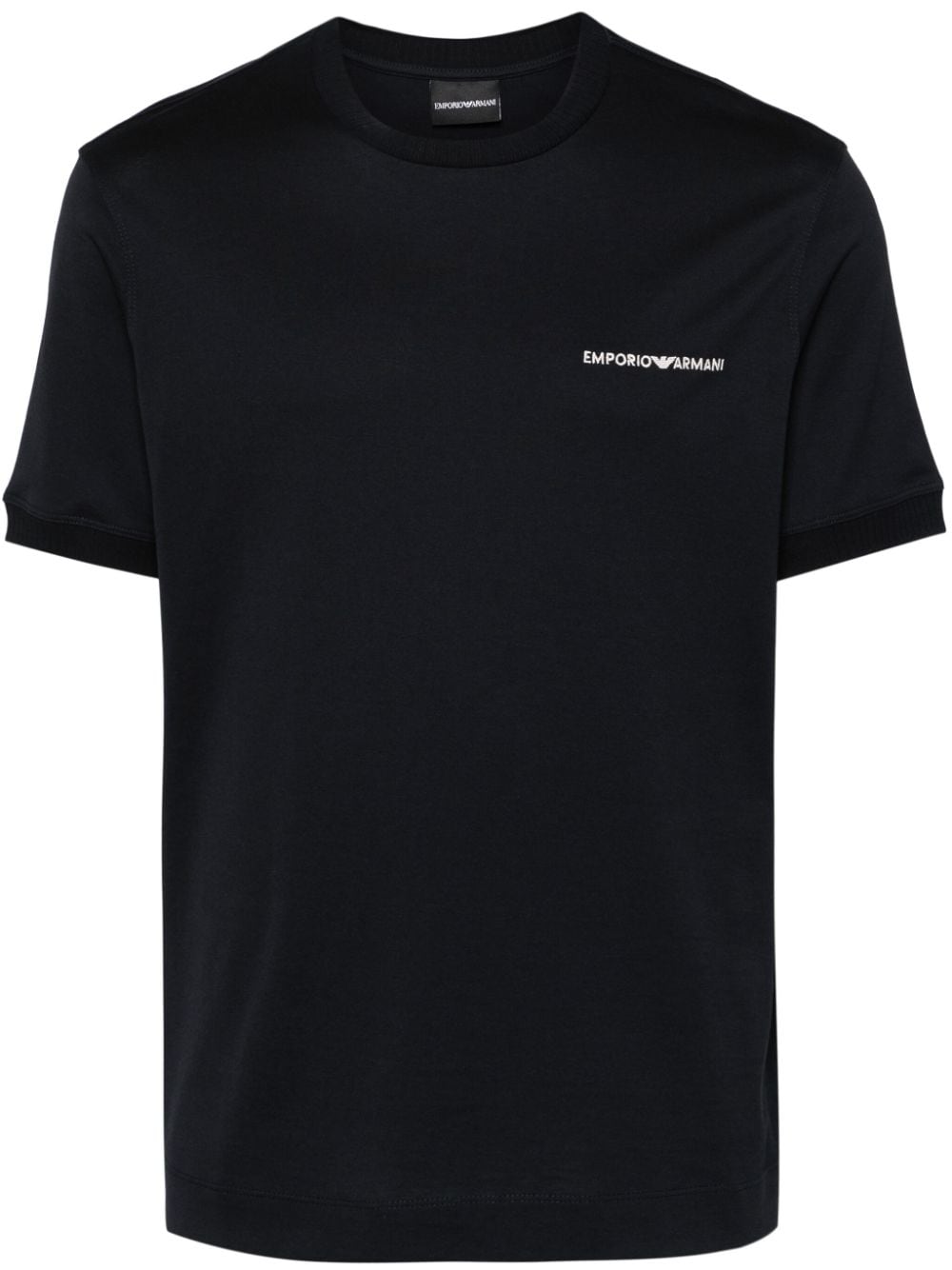 Emporio Armani logo-embroidered cotton T-shirt - Blue von Emporio Armani