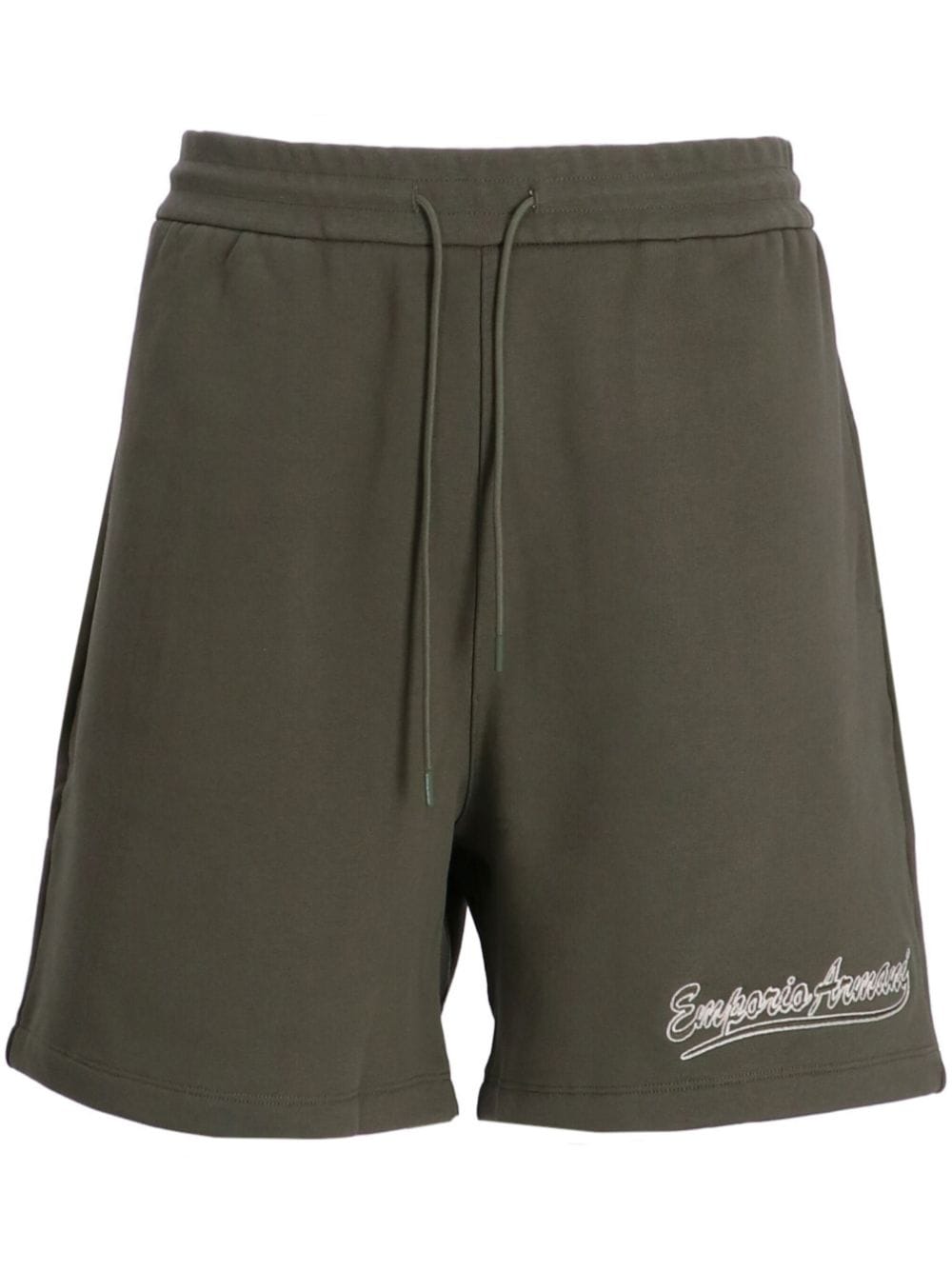 Emporio Armani logo-embroidered cotton track shorts - Green von Emporio Armani