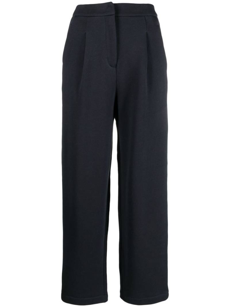 Emporio Armani logo-embroidered cotton trousers - Blue von Emporio Armani