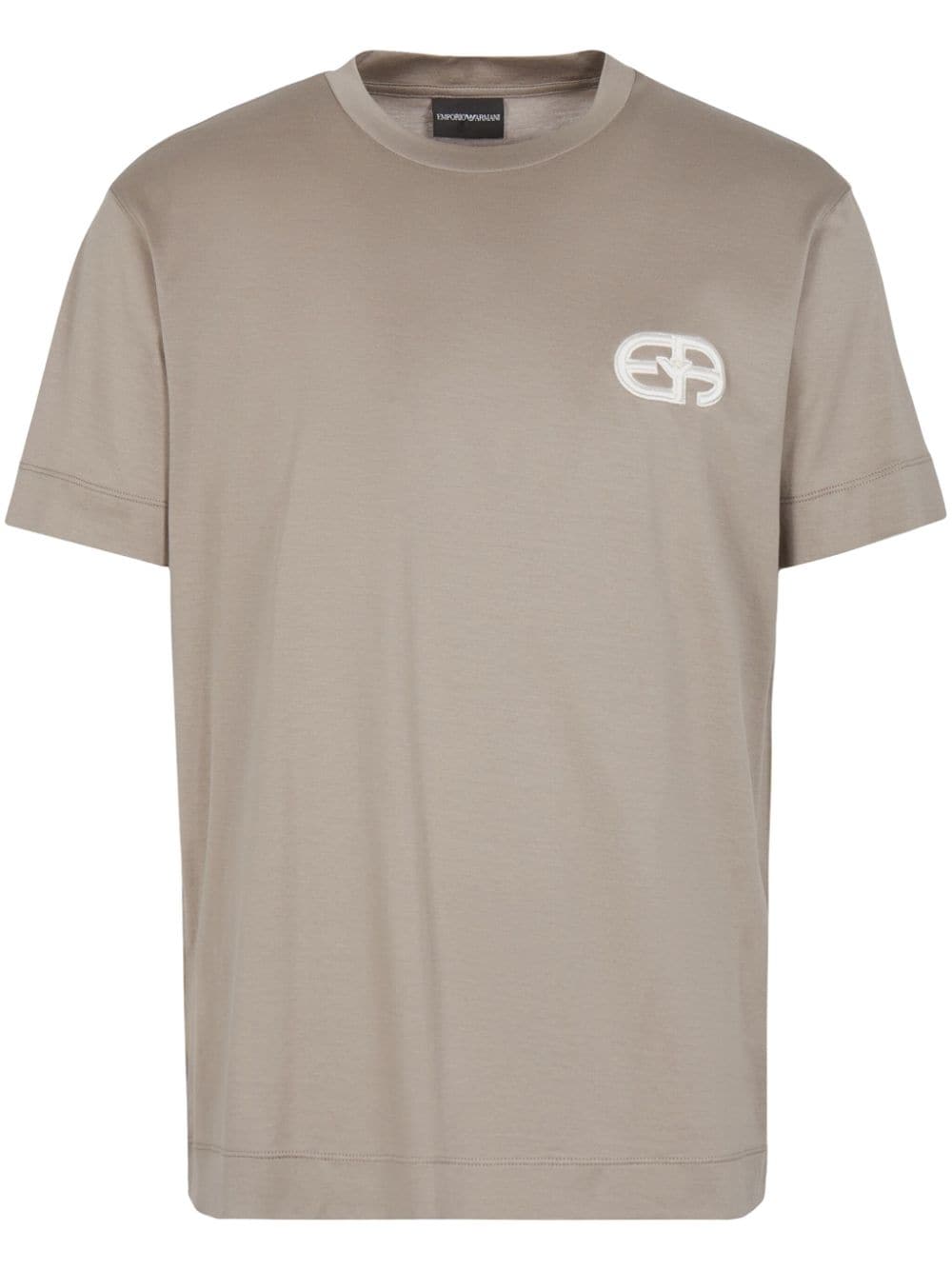 Emporio Armani logo-embroidered crew-neck T-shirt - Neutrals von Emporio Armani