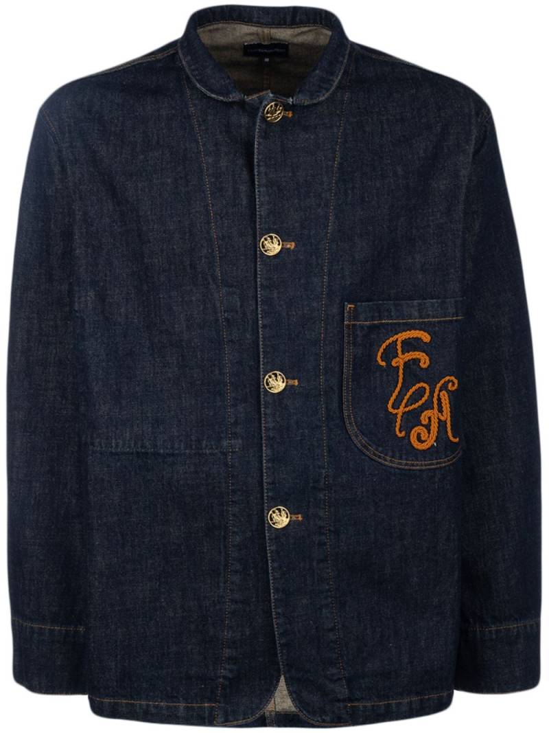 Emporio Armani logo-embroidered denim jacket - Blue von Emporio Armani