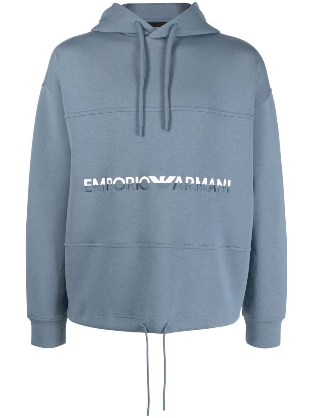 Emporio Armani logo-embroidered drawstring hoodie - Blue von Emporio Armani