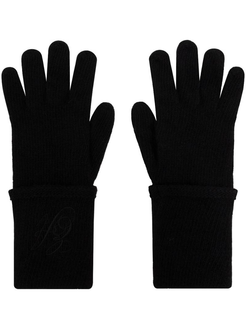 Emporio Armani logo-embroidered gloves - Black von Emporio Armani