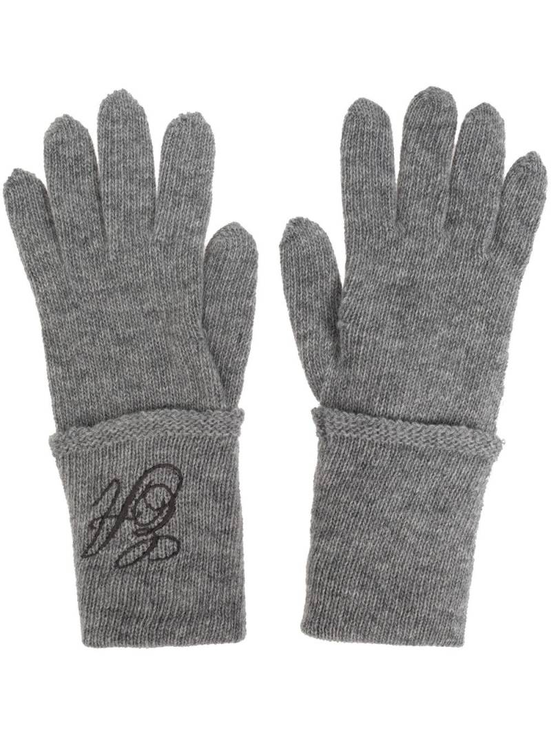 Emporio Armani logo-embroidered gloves - Grey von Emporio Armani