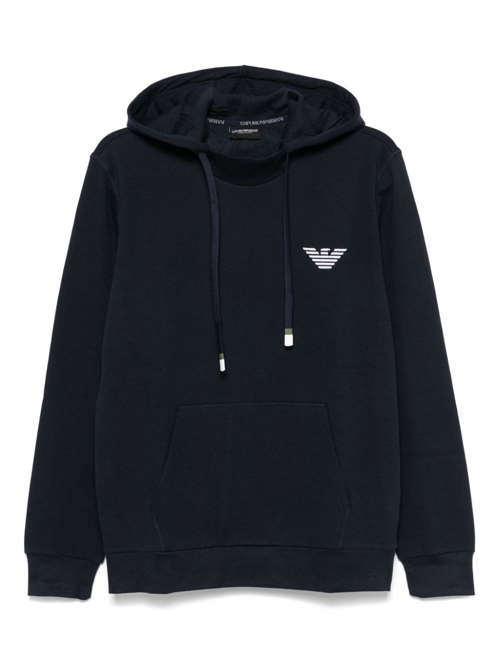 Emporio Armani logo-embroidered hoodie - Blue von Emporio Armani