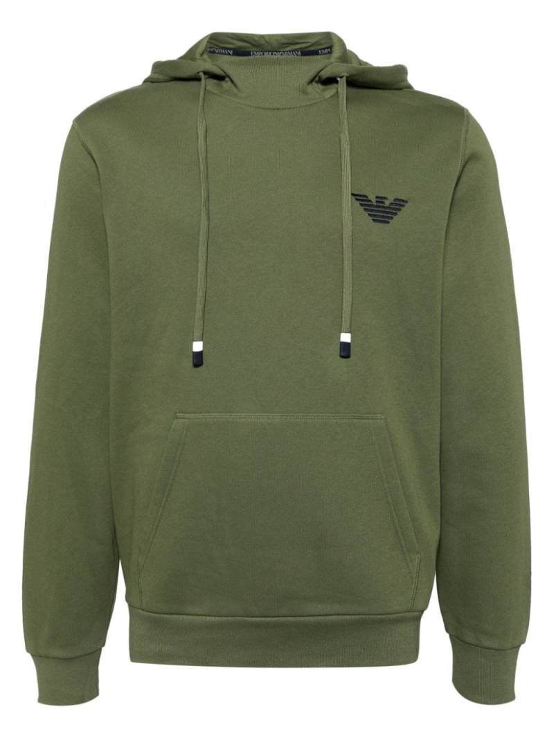 Emporio Armani logo-embroidered jersey hoodie - Green von Emporio Armani