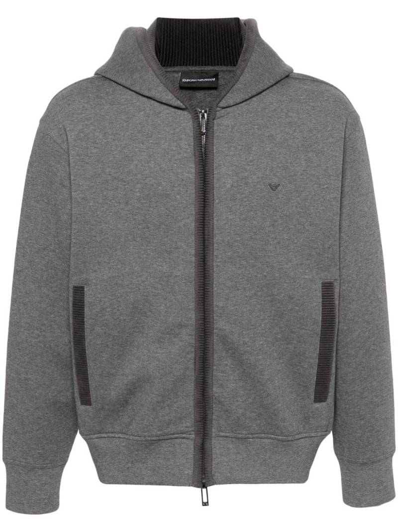 Emporio Armani logo-embroidered hoodie - Grey von Emporio Armani