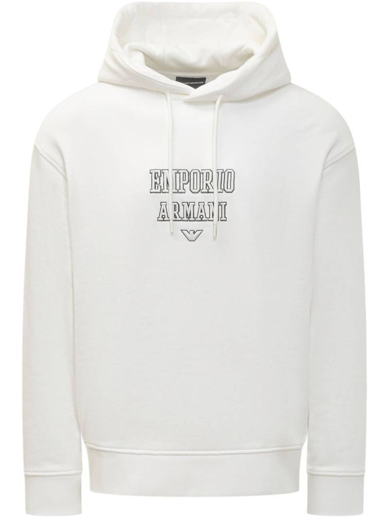 Emporio Armani logo-embroidered hoodie - White von Emporio Armani