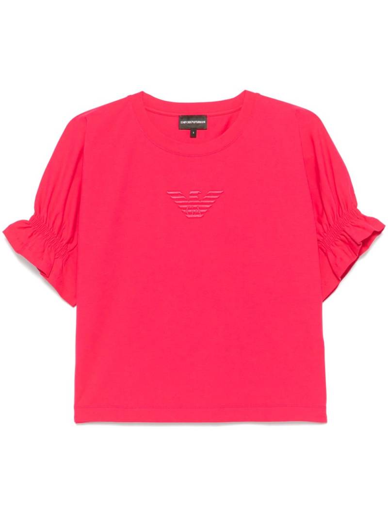 Emporio Armani logo-embroidered jersey T-shirt - Pink von Emporio Armani