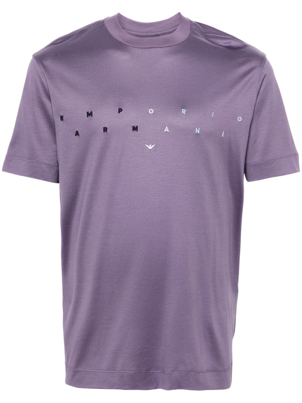 Emporio Armani logo-embroidered lyocell blend T-shirt - Purple von Emporio Armani