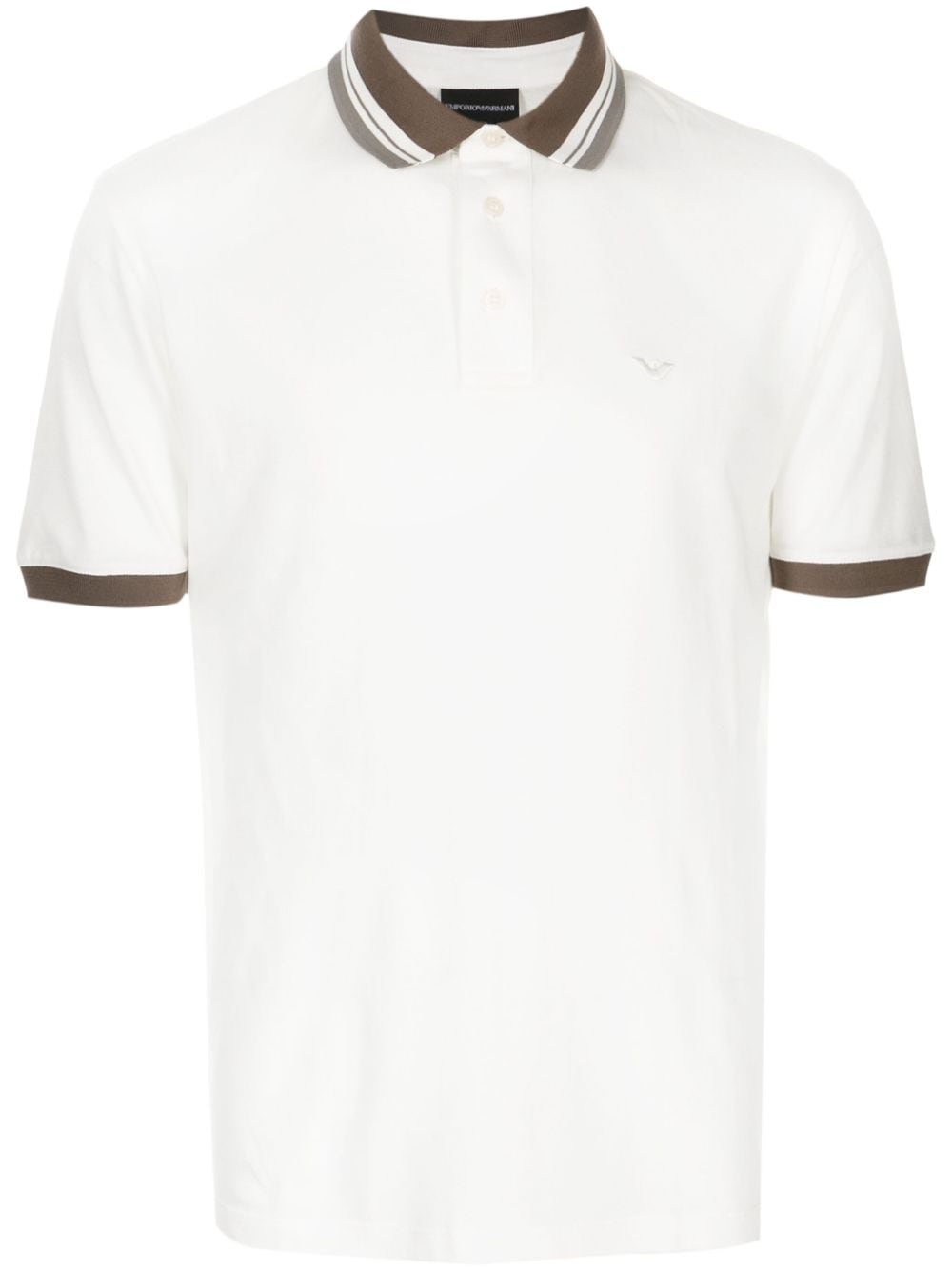 Emporio Armani logo-embroidered piqué polo shirt - White von Emporio Armani