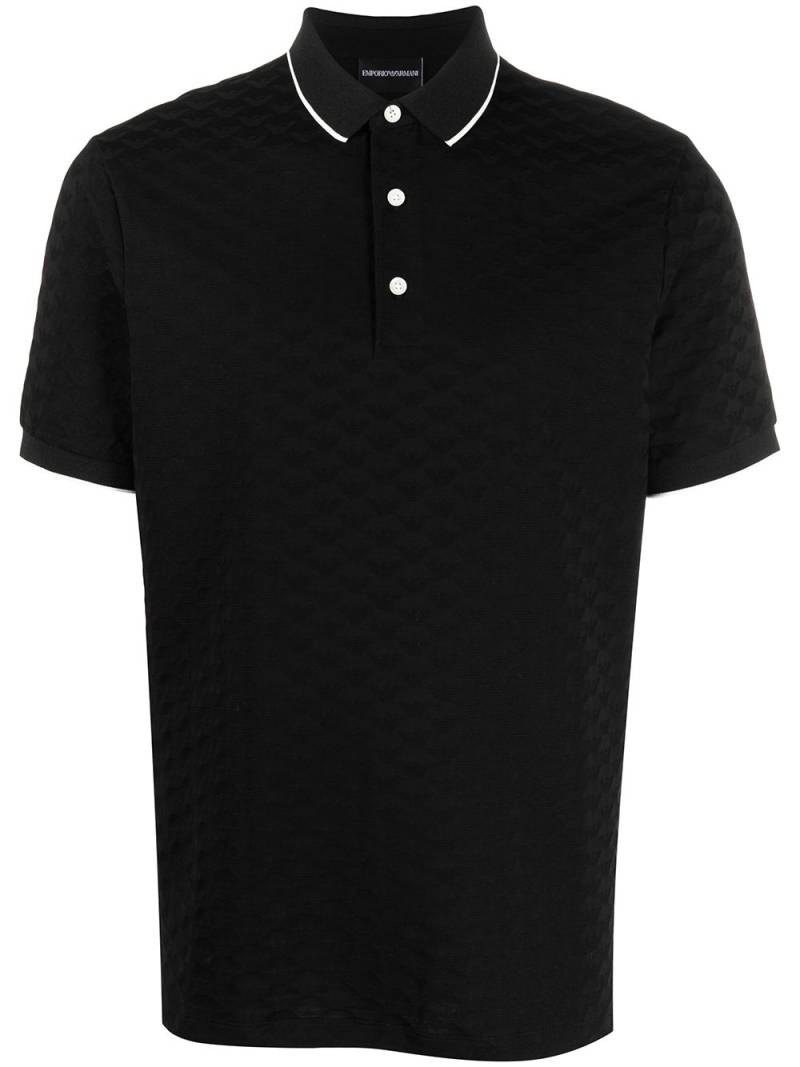 Emporio Armani logo embroidered polo shirt - Black von Emporio Armani