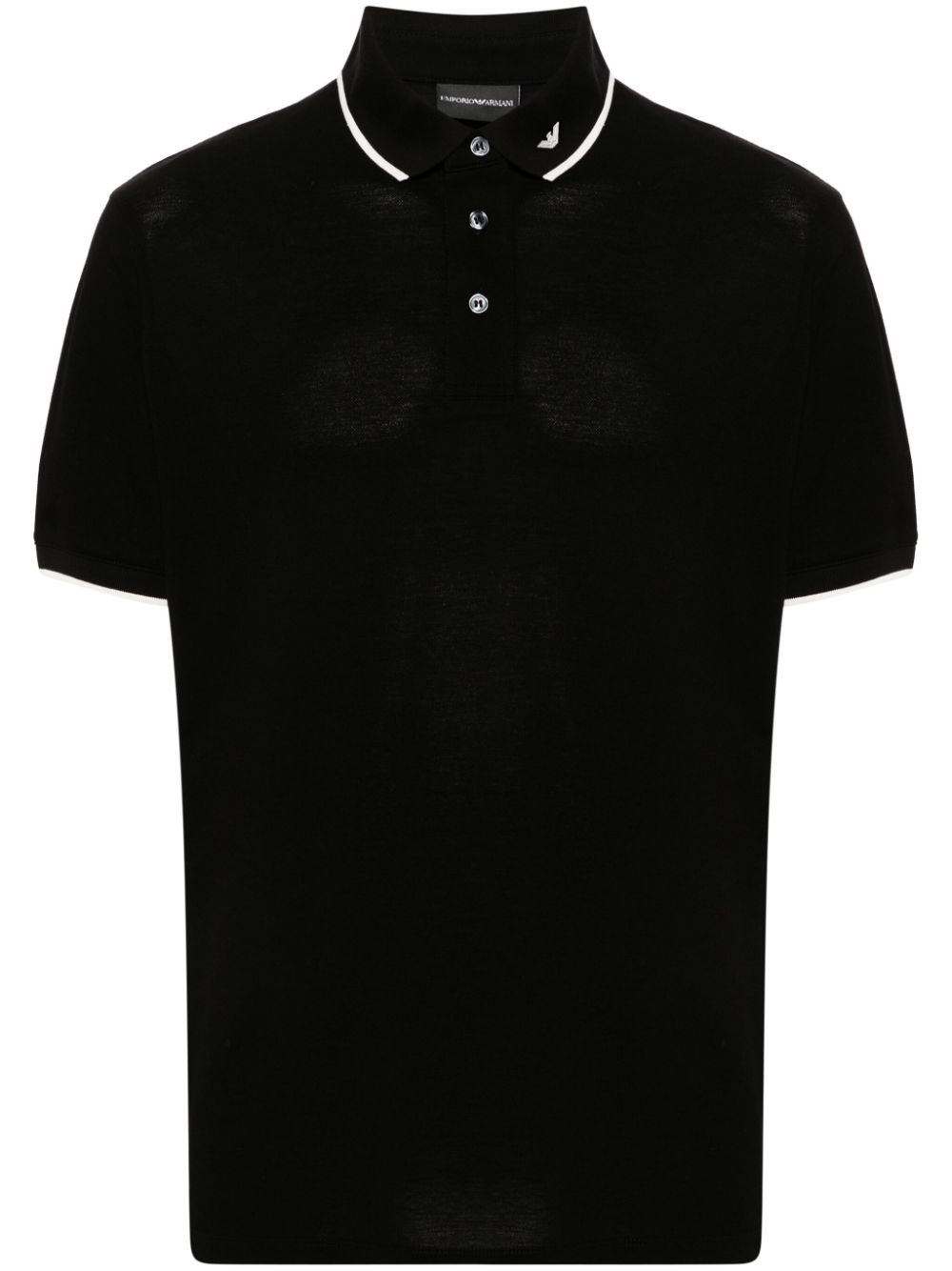 Emporio Armani logo-embroidered polo shirt - Black von Emporio Armani