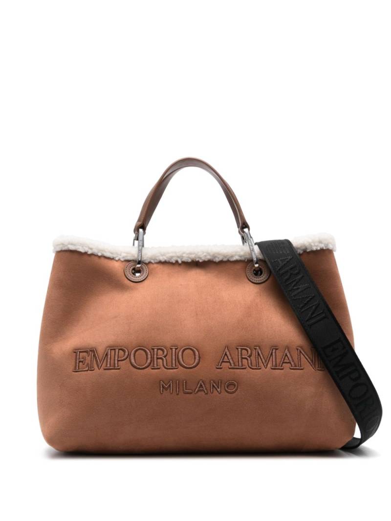 Emporio Armani logo-embroidered shoulder bag - Brown von Emporio Armani