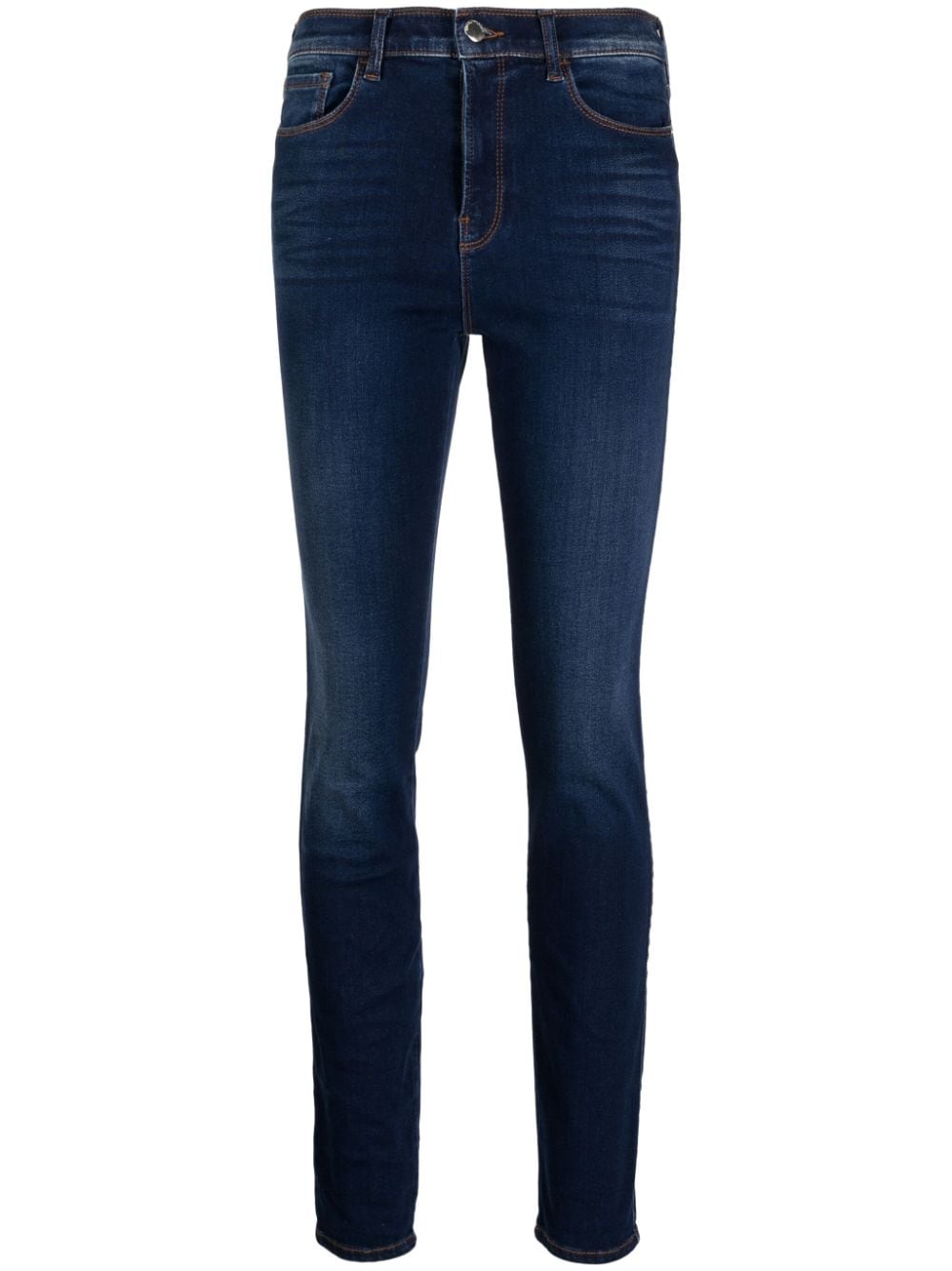 Emporio Armani logo-embroidered skinny jeans - Blue von Emporio Armani