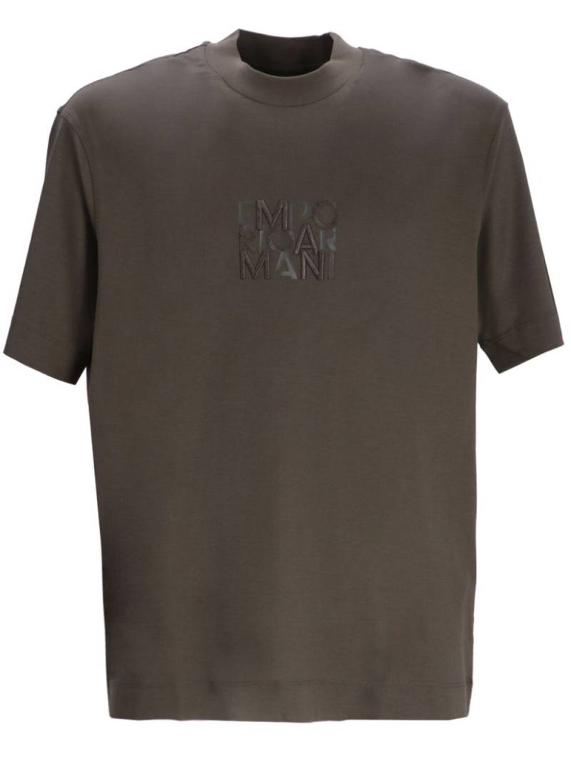 Emporio Armani logo-embroidered t-shirt - Grey von Emporio Armani