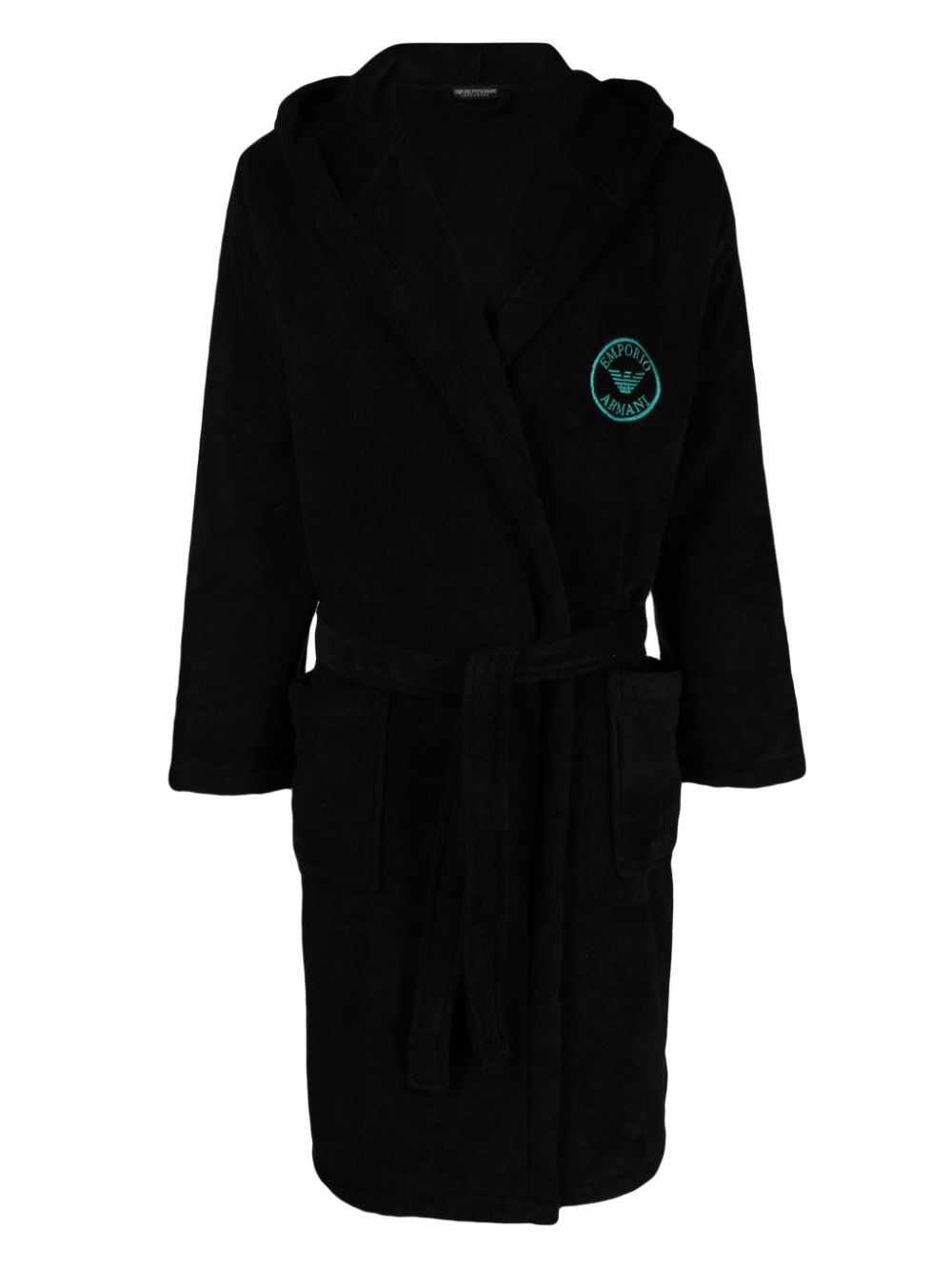 Emporio Armani logo-embroidered terry-cloth bathrobe - Black von Emporio Armani