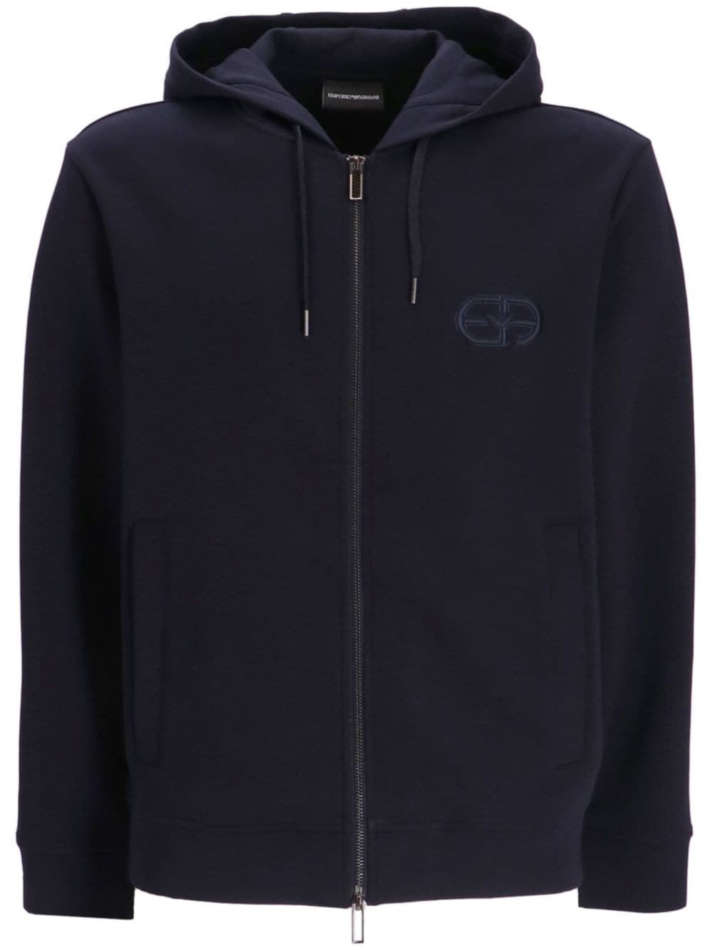 Emporio Armani logo-embroidered zipped hoodie - Blue von Emporio Armani