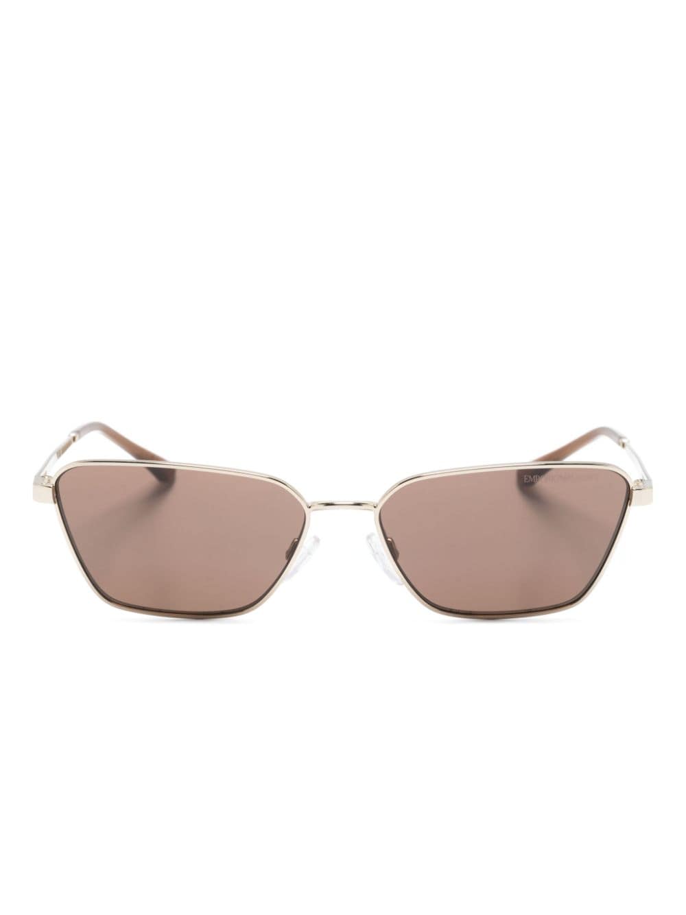 Emporio Armani logo-engraved square-frame sunglasses - Gold von Emporio Armani