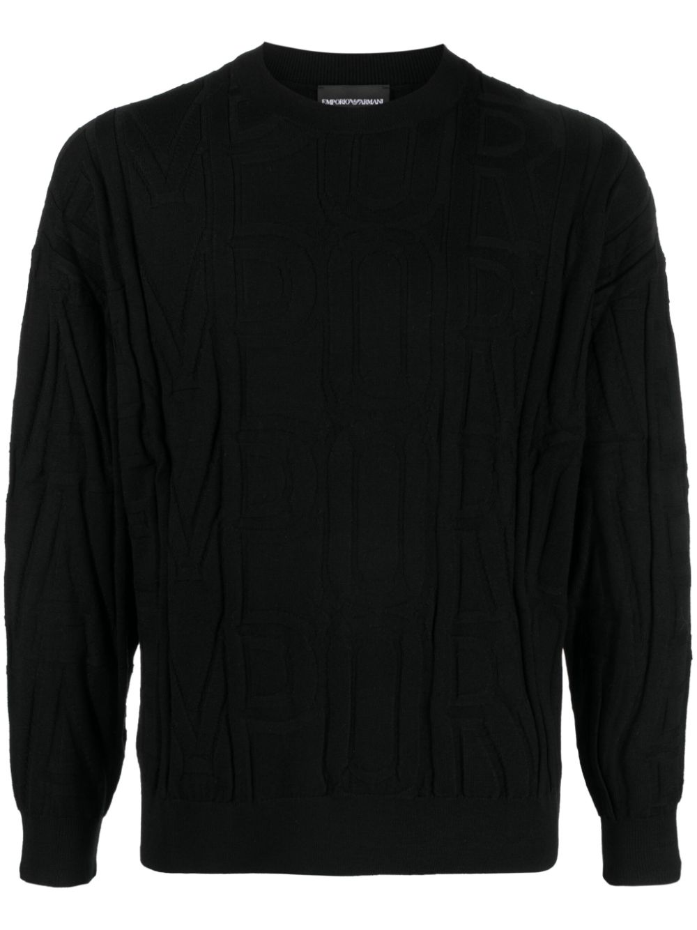 Emporio Armani logo intarsia-knit wool jumper - Black von Emporio Armani