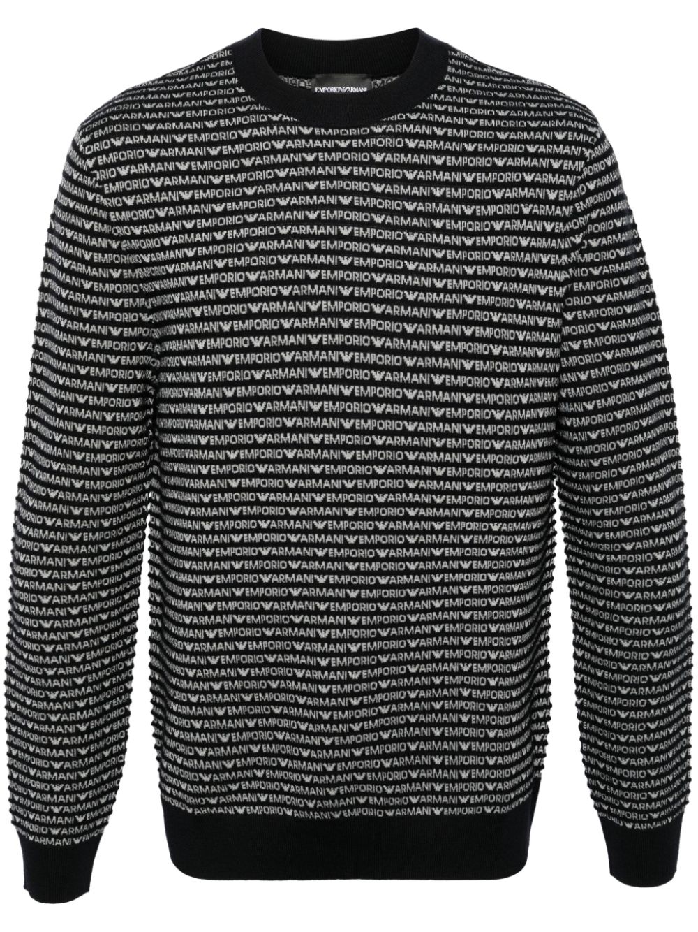 Emporio Armani logo-intarsia ribbed-knit jumper - Black von Emporio Armani