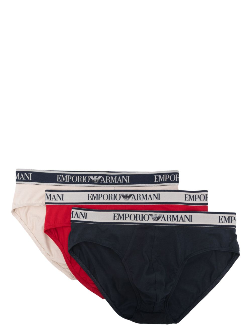 Emporio Armani logo-jacquard cotton briefs (pack of three) - Neutrals von Emporio Armani