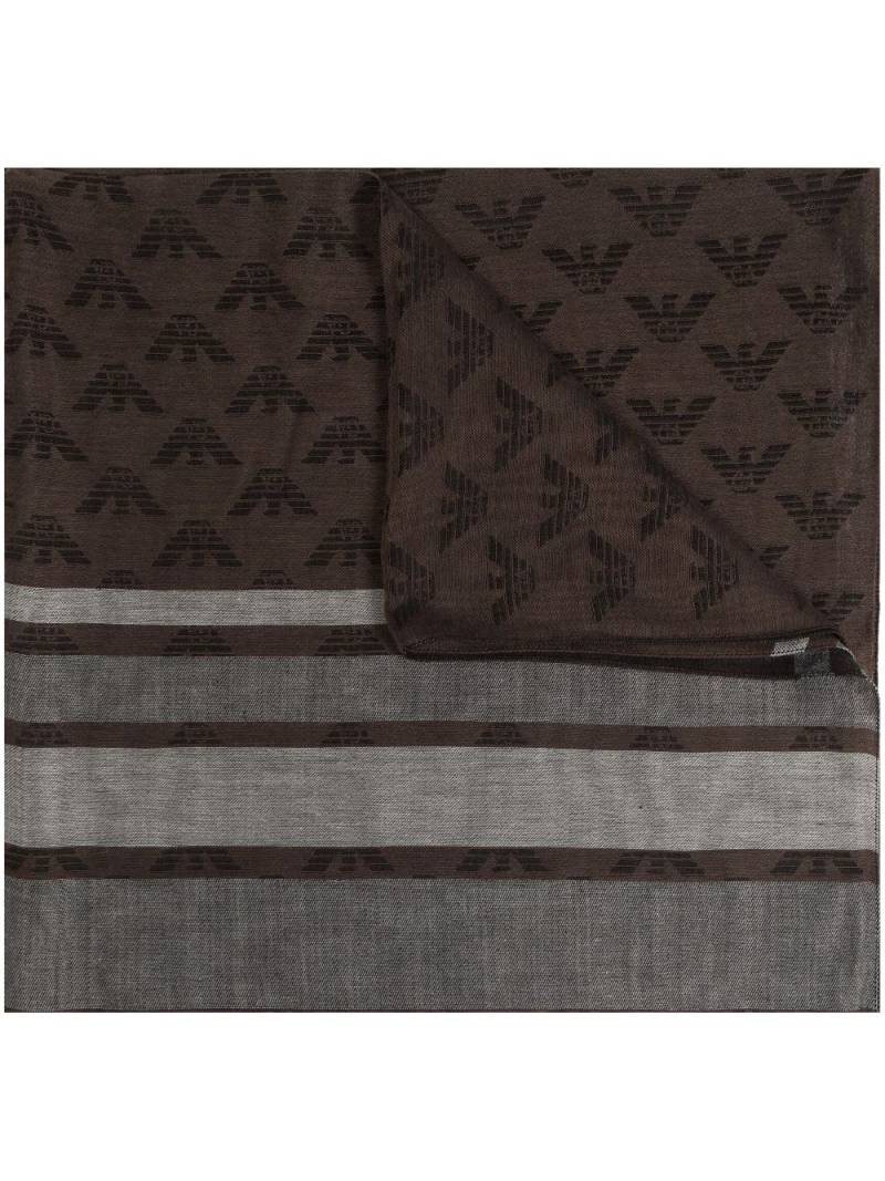 Emporio Armani logo-jacquard striped scarf - Brown von Emporio Armani