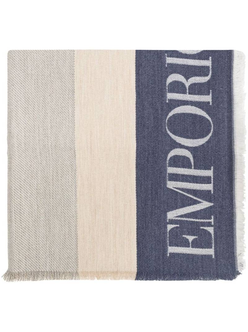 Emporio Armani logo-jacquard striped scarf - Grey von Emporio Armani