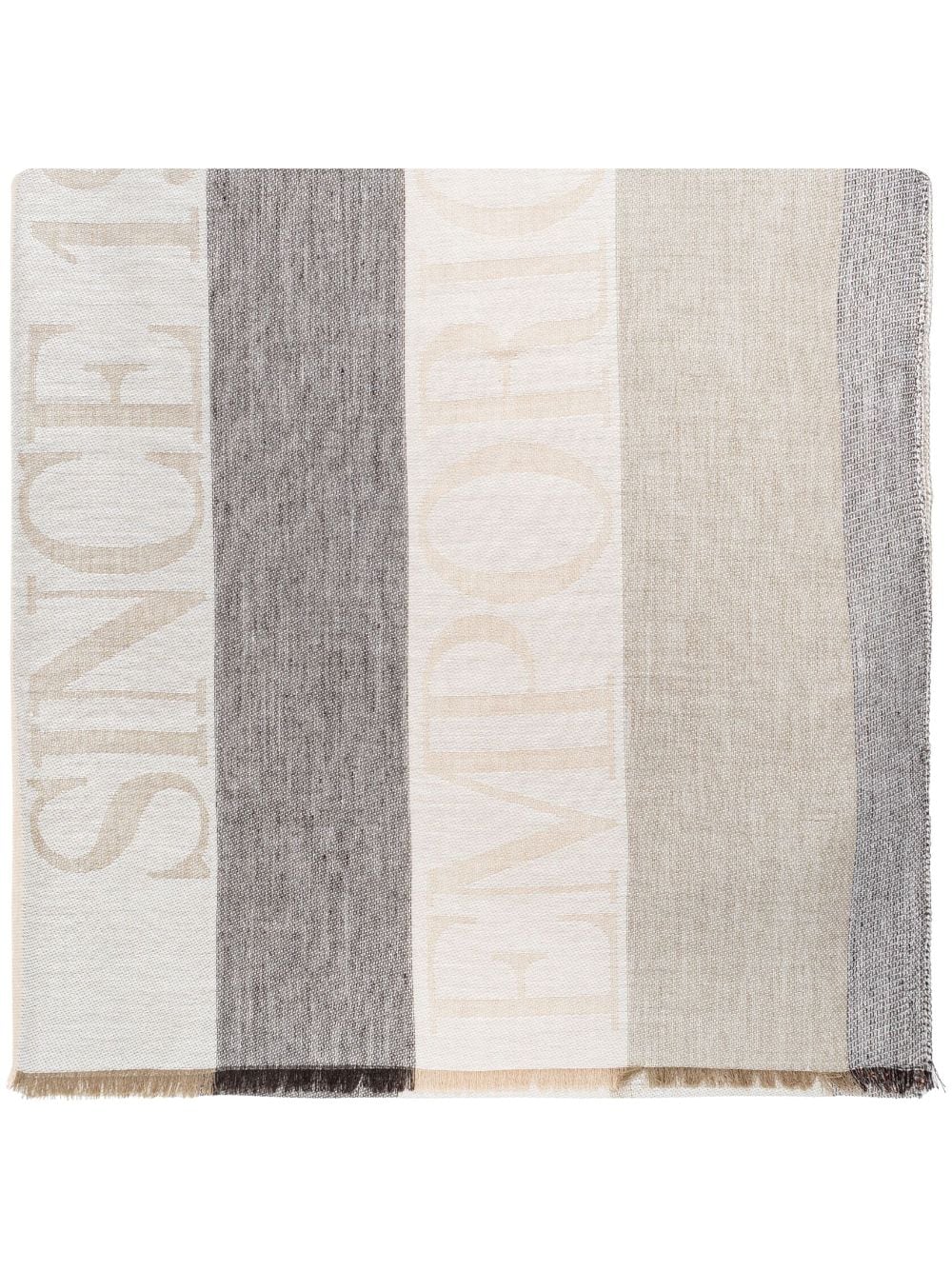 Emporio Armani logo-jacquard striped scarf - Neutrals von Emporio Armani