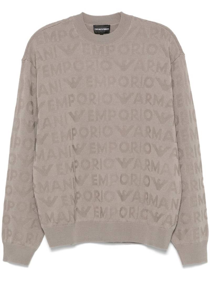 Emporio Armani logo-jacquard sweater - Grey von Emporio Armani