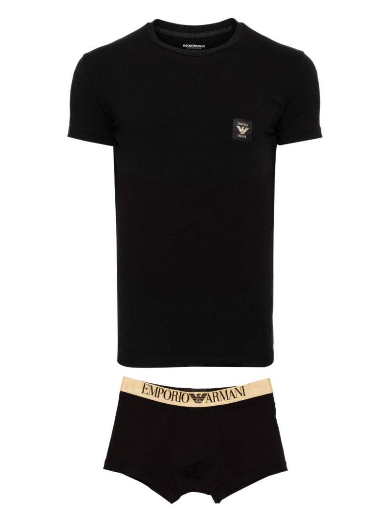 Emporio Armani logo-patch T-shirt - Black von Emporio Armani