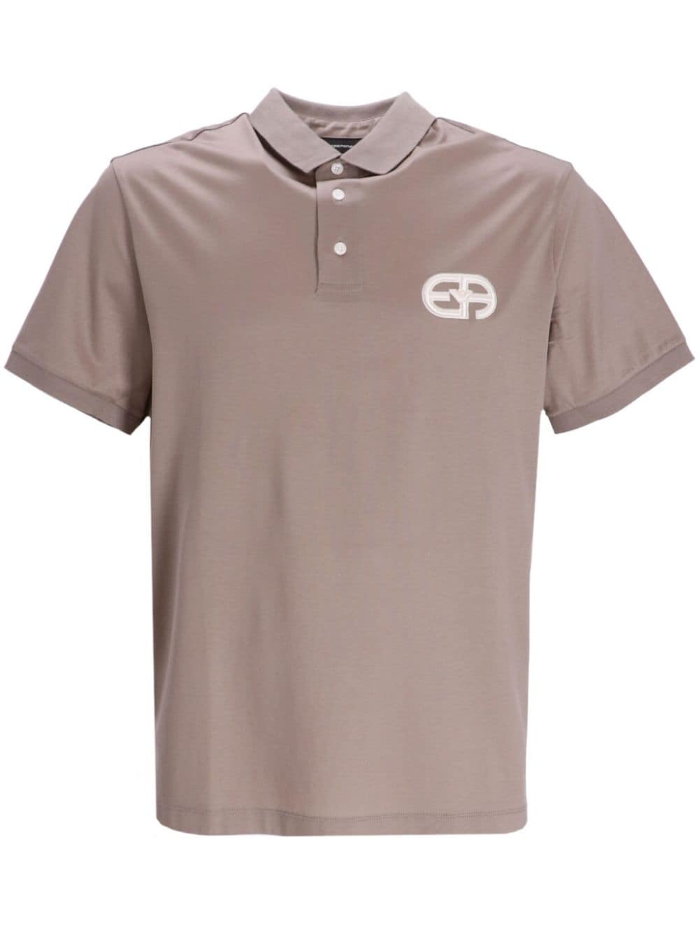 Emporio Armani logo-patch button-fastening polo shirt - Neutrals von Emporio Armani