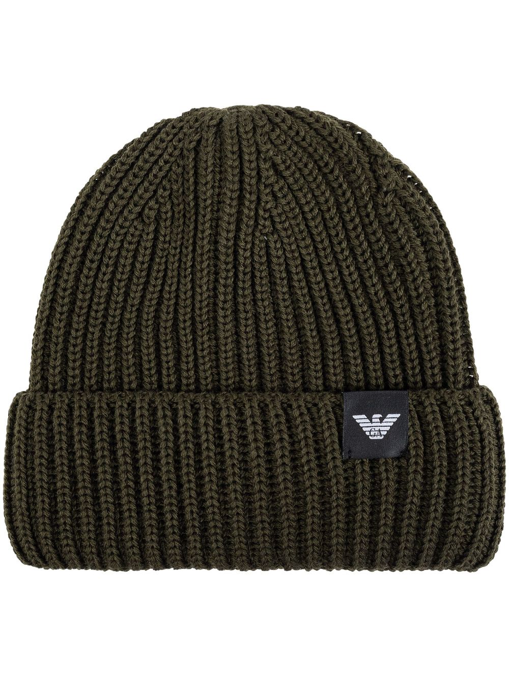 Emporio Armani logo-patch knitted beanie - Green von Emporio Armani