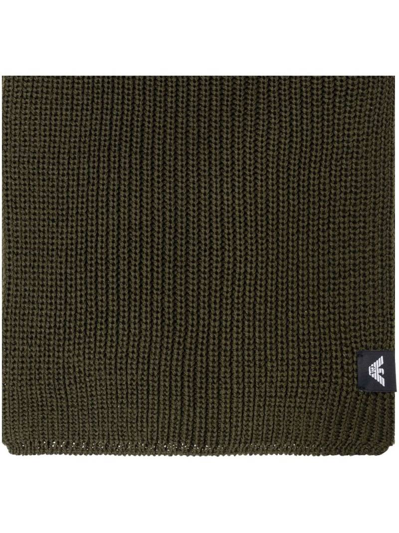 Emporio Armani logo-patch knitted scarf - Green von Emporio Armani
