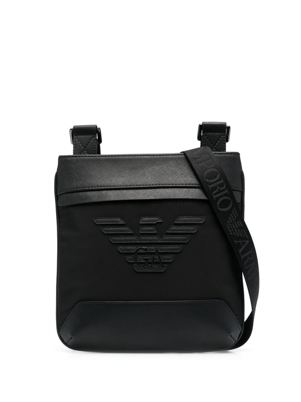 Emporio Armani logo-patch leather messenger bag - Black von Emporio Armani